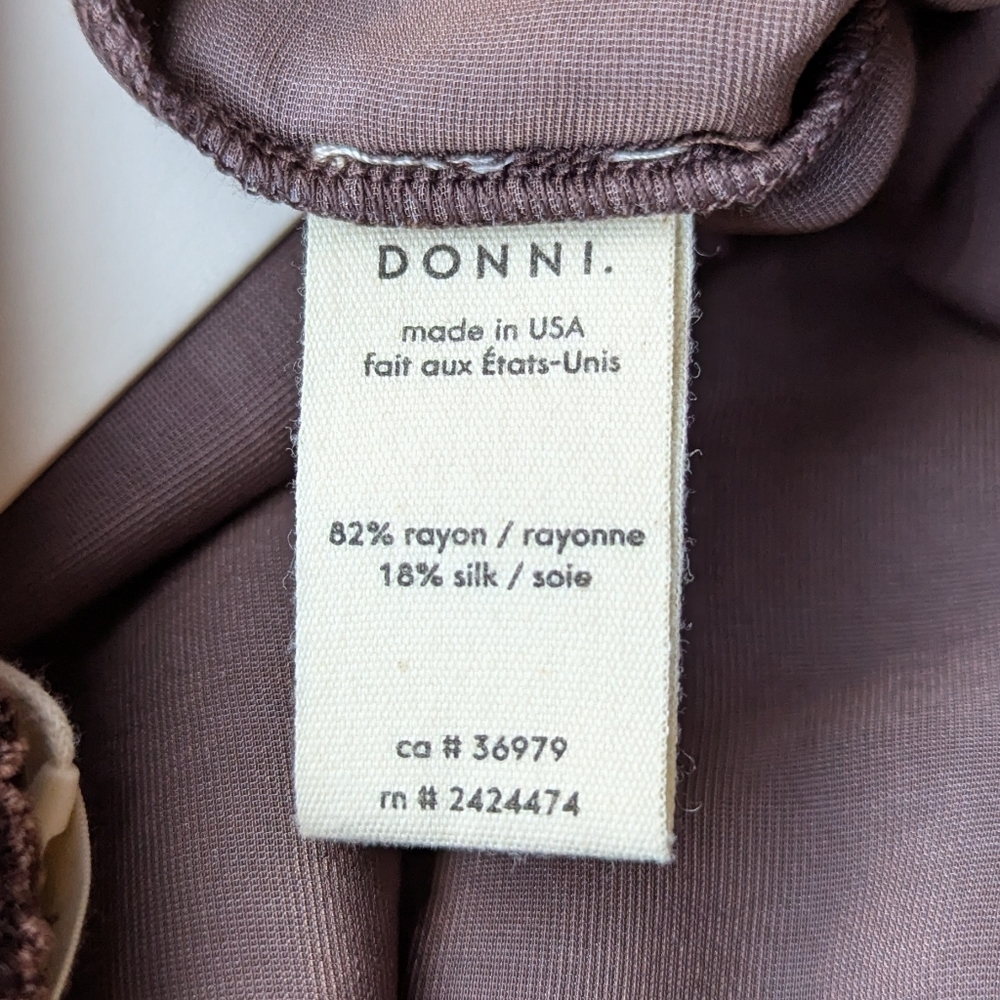 NWT Donni. The Velvet Simple Pant Espresso Brown Velvet Size XS Rayon Silk - Picture 6 of 8